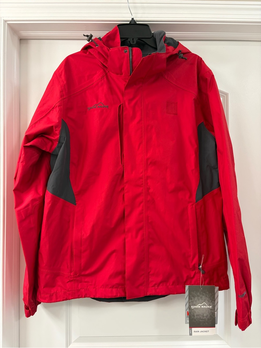 Eddie Bauer NEW EB550 Mens Waterproof Rain Jacket Size Large , Red